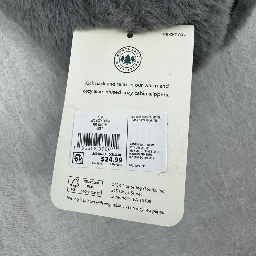 Northeast Outfitters Cozy Cabin Women's Fur Booties S/M Grey